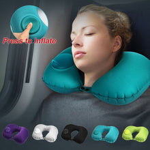 Load image into Gallery viewer, Portable U-Shape Inflatable Travel Pillow Car Head Rest Air Cushion for Travel Office Nap Head Rest Air Cushion Neck Pillow