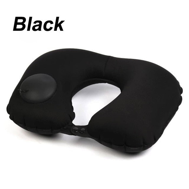 Portable U-Shape Inflatable Travel Pillow Car Head Rest Air Cushion for Travel Office Nap Head Rest Air Cushion Neck Pillow