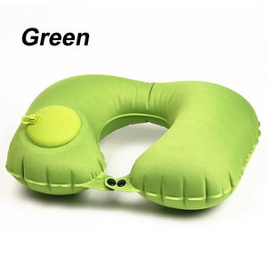 Portable U-Shape Inflatable Travel Pillow Car Head Rest Air Cushion for Travel Office Nap Head Rest Air Cushion Neck Pillow