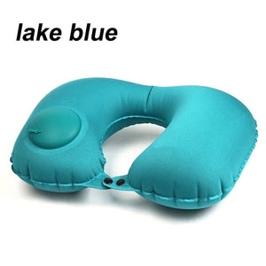 Portable U-Shape Inflatable Travel Pillow Car Head Rest Air Cushion for Travel Office Nap Head Rest Air Cushion Neck Pillow